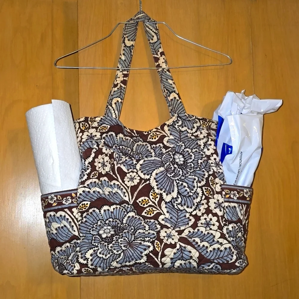 Vera Bradley Laptop Bag with Blue/Brown Quited Pattern